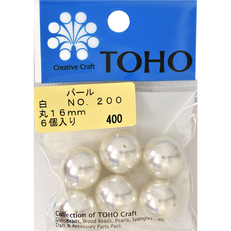 TOHO 丸型パール 外径約16mm 白 6ヶ入り No.200 1枚（ご注文単位1枚）【直送品】