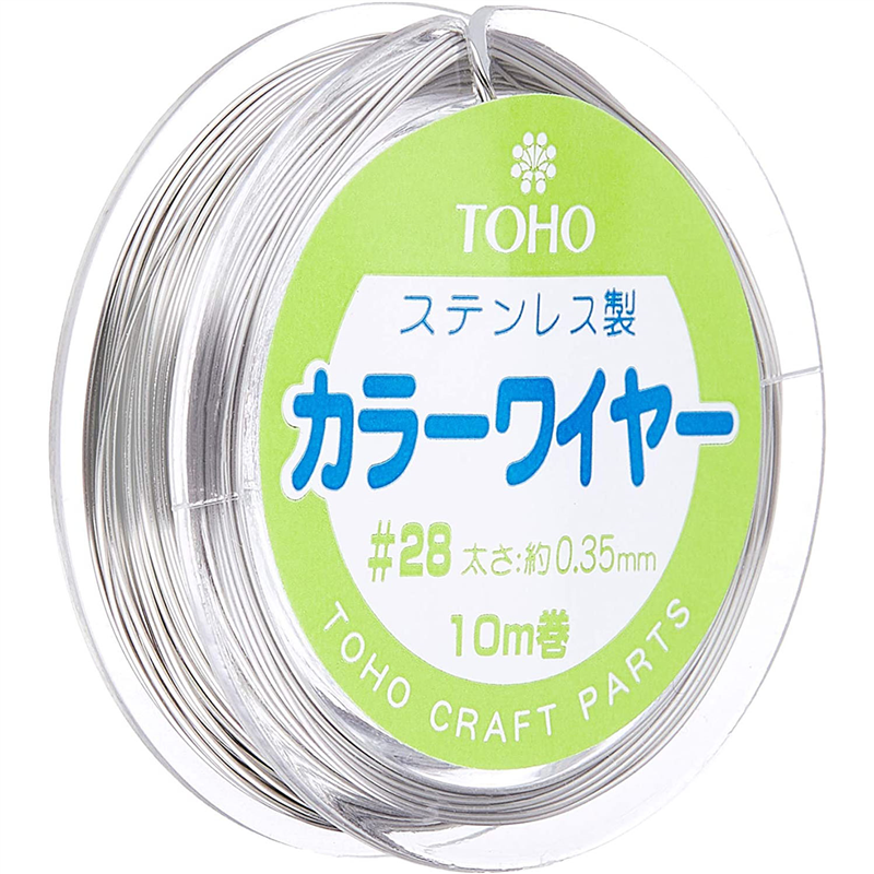 TOHO ワイヤー #28 太さ約0.35mm×長さ約10m巻 シルバー 11-28-15 1枚（ご注文単位1枚）【直送品】