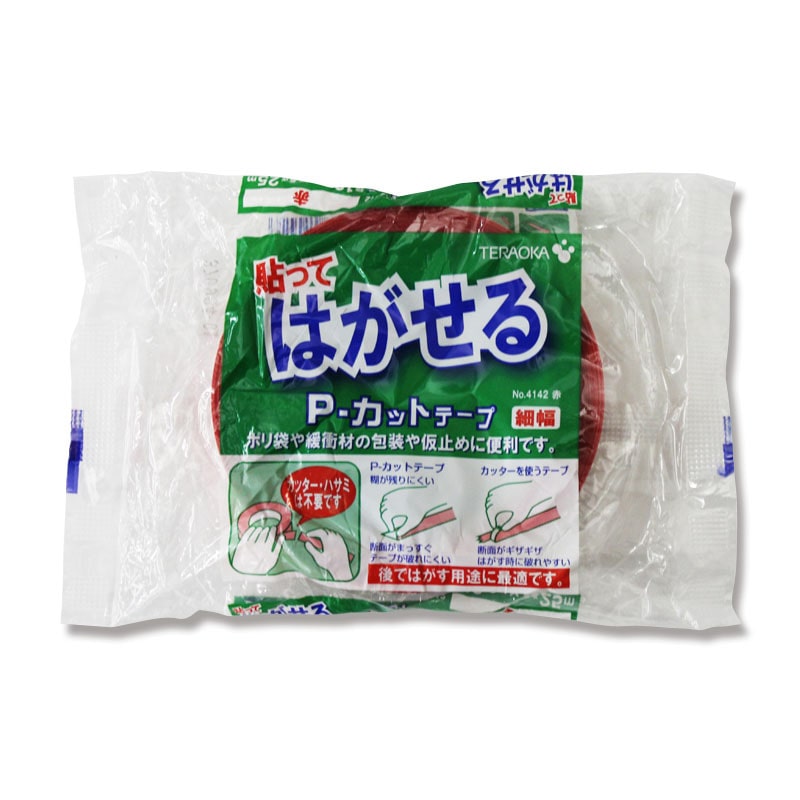 寺岡製作所 養生テープ　Pカットテープ 18×25 No.4142 赤 1巻（ご注文単位84巻）【直送品】
