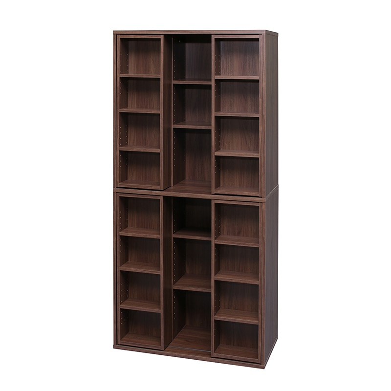 アイリスオーヤマ スライドブックシェルフ 幅89cm ウォールナット BKS-1890S 1台(ご注文単位1台)【直送品】