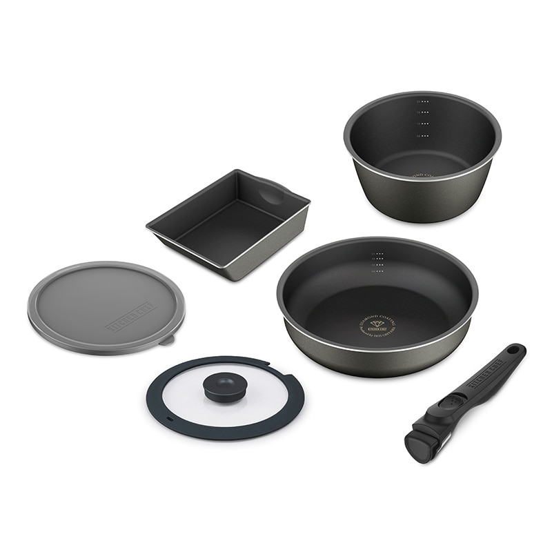 アイリスオーヤマ ダイヤモンドコートパン　ディープラス　6点セット ガス火用　ロイヤルグレー DCG-S6S 1個（ご注文単位1個）【直送品】