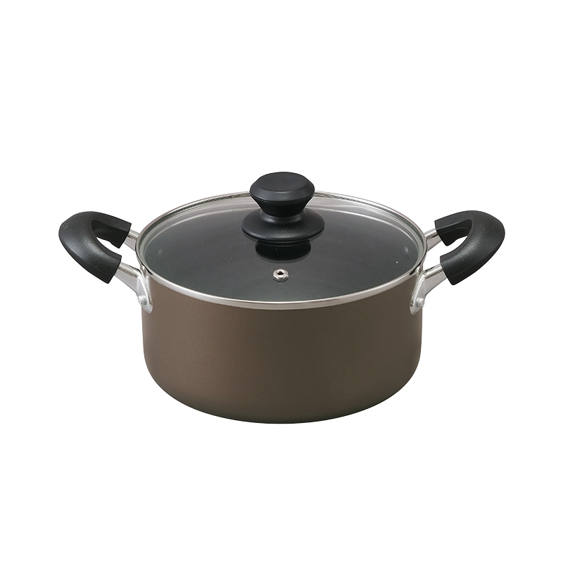 アイリスオーヤマ ダイヤモンドコート　両手なべ　IH／ガス火対応 20cm　ブラウン DIS-P20 1個（ご注文単位1個）【直送品】