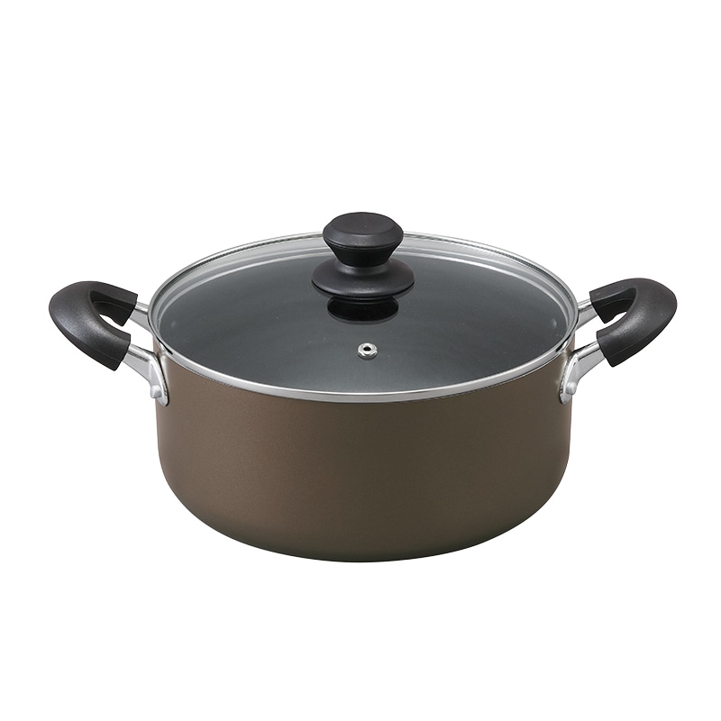 アイリスオーヤマ ダイヤモンドコート　両手なべ　IH／ガス火対応 24cm　ブラウン DIS-P24 1個（ご注文単位1個）【直送品】