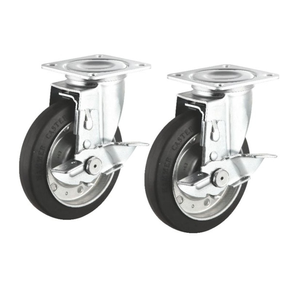 サンワサプライ 汎用キャスター 125mm径 ゴム製 2個セット フリーストッパー付 CST-125ER-FRST2 1個(ご注文単位1個)【直送品】