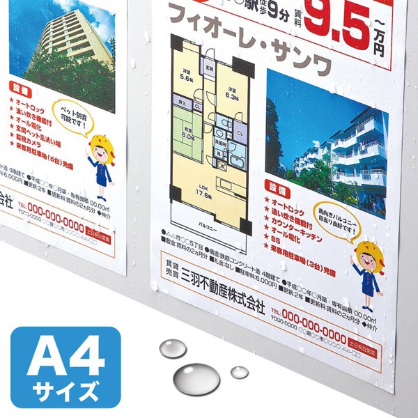 サンワサプライ カラーレーザー 耐水紙 標準 A4 50枚 LBP-WPF12MDPN 1個(ご注文単位1個)【直送品】