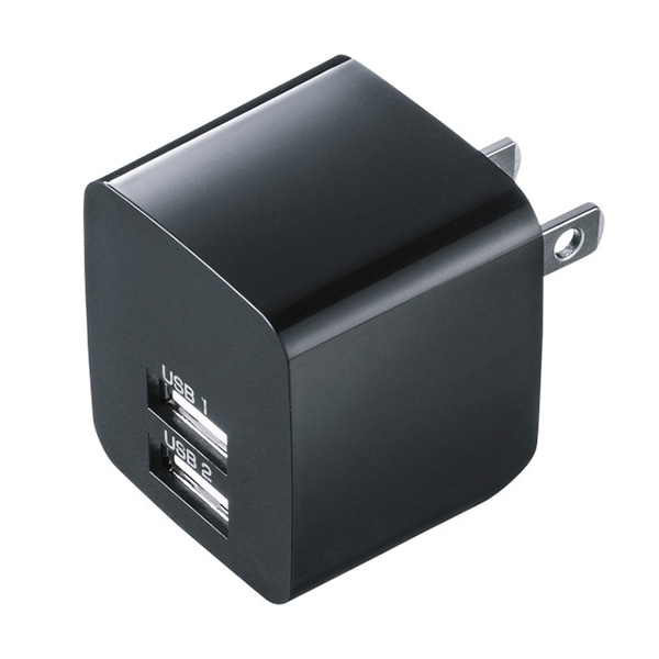 サンワサプライ USB充電器 2ポート 合計2.4A ブラック ACA-IP44BK 1個（ご注文単位1個）【直送品】