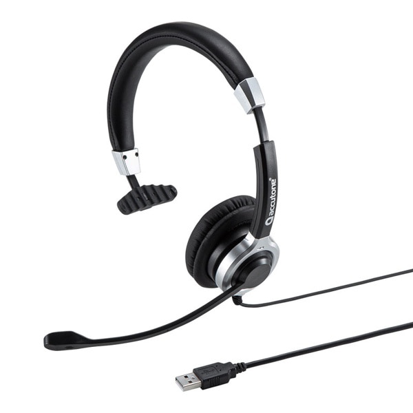サンワサプライ マイク付きUSBヘッドセット 片耳タイプ アクティブノイズキャンセリング MM-HSU14ANC 1個（ご注文単位1個）【直送品】