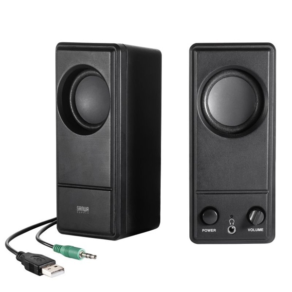サンワサプライ PCスピーカー USB電源 MM-SPL18UBK 1個（ご注文単位1個）【直送品】