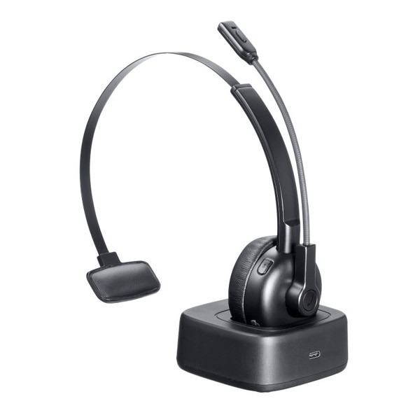 サンワサプライ Bluetooth ヘッドセット 単一指向性マイク 充電クレードル付き MM-BTMH67BK 1個（ご注文単位1個）【直送品】
