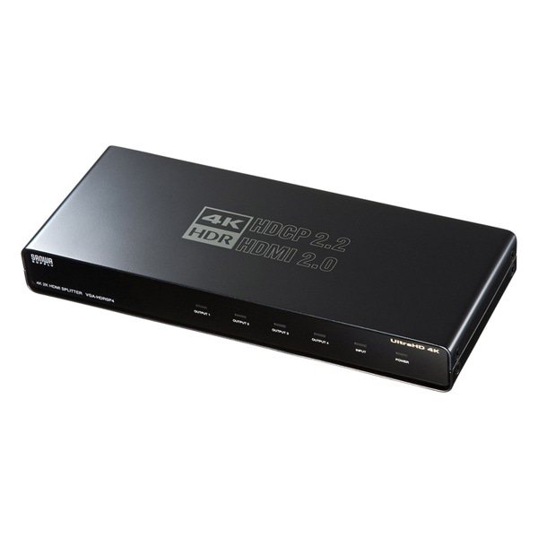 サンワサプライ HDMI分配器 4K／60Hz・HDR対応 4分配 VGA-HDRSP4 1個（ご注文単位1個）【直送品】