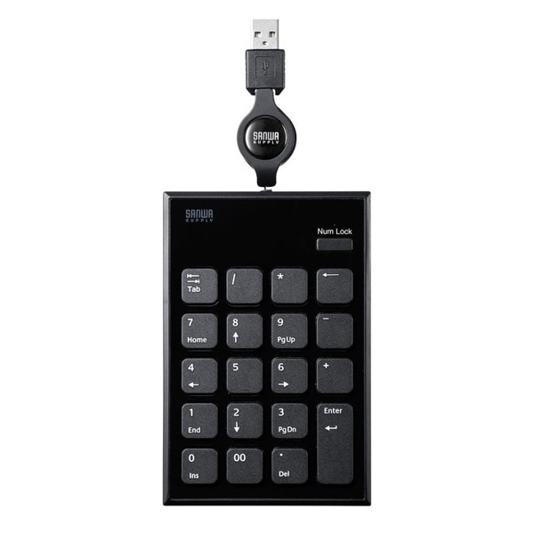 サンワサプライ 巻取り USBテンキー ブラック NT-21UBK 1個(ご注文単位1個)【直送品】