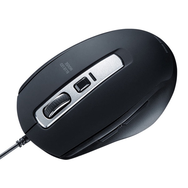 サンワサプライ 静音 有線ブルーLEDマウス 5ボタン ブラック MA-BL163BK 1個（ご注文単位1個）【直送品】