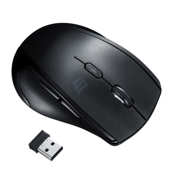 サンワサプライ 静音 ワイヤレスブルーLEDマウス 左手用 5ボタン ブラック MA-WBL164BK 1個（ご注文単位1個）【直送品】