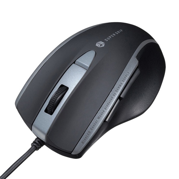 サンワサプライ 静音 有線ブルーLEDマウス 5ボタン ブラック MA-BL168BK 1個（ご注文単位1個）【直送品】
