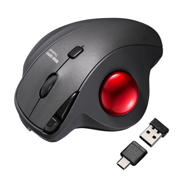 サンワサプライ ワイヤレス トラックボール 静音 5ボタン ブラック MA-WTB185BK 1個（ご注文単位1個）【直送品】
