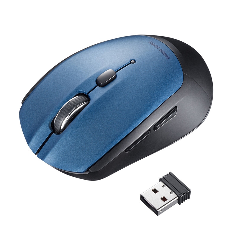 サンワサプライ ワイヤレスブルーLEDマウス 5ボタン　ブルー MA-WB509BL 1個（ご注文単位1個）【直送品】