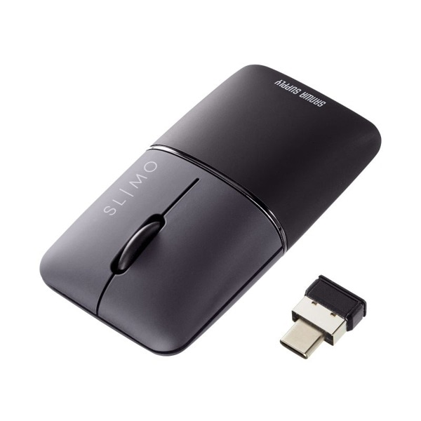 サンワサプライ 静音ワイヤレス ブルーLEDマウス SLIMO ブラック MA-WCBS310BK 1個（ご注文単位1個）【直送品】