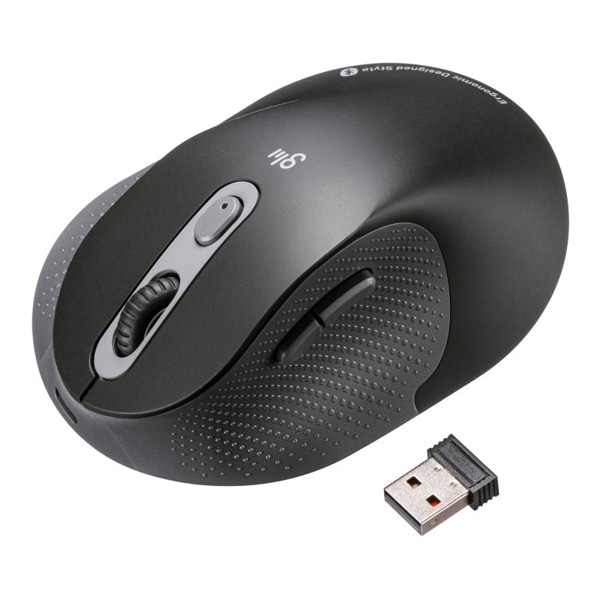 サンワサプライ 静音 ワイヤレスエルゴノミクスコンボマウス ブラック MA-EWBBS528LBK 1個(ご注文単位1個)【直送品】