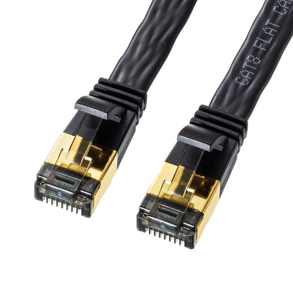 サンワサプライ フラットLANケーブル カテゴリ8 0.5m ブラック KB-T8FL-005BK 1個（ご注文単位1個）【直送品】
