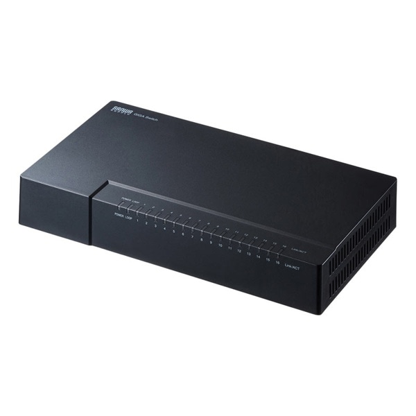 サンワサプライ ギガビット対応スイッチングハブ マグネット付き 16ポート LAN-GIGAP1602BK 1個（ご注文単位1個）【直送品】