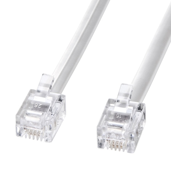 サンワサプライ モジュラーケーブル 1m ホワイト TEL-N1-1N2 1個（ご注文単位1個）【直送品】