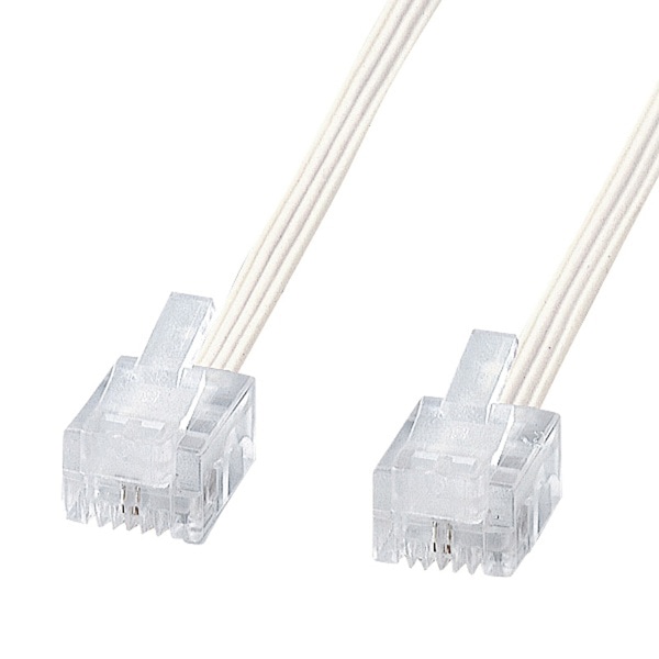 サンワサプライ やわらかスリムケーブル 3m ホワイト TEL-S2-3N2 1個（ご注文単位1個）【直送品】