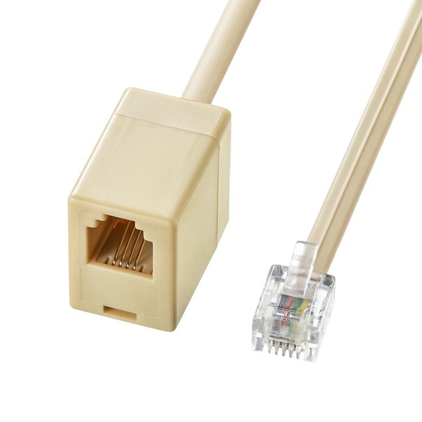 サンワサプライ 電話延長ケーブル 5m ベージュ TEL-EX8-5K2 1個（ご注文単位1個）【直送品】