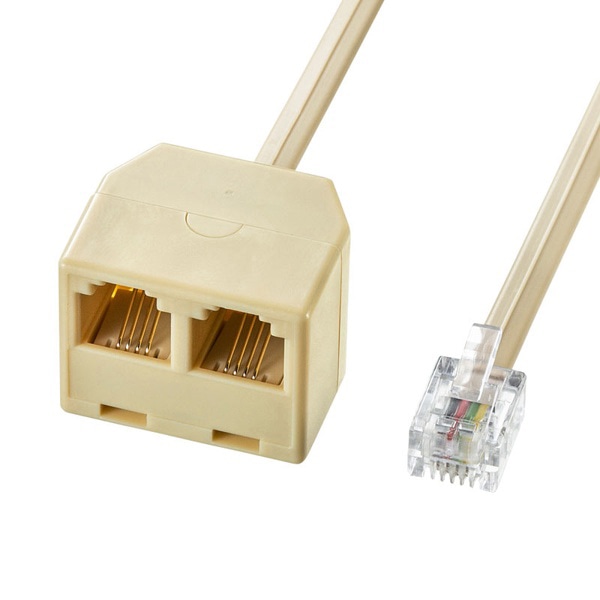 サンワサプライ 電話延長分配ケーブル 2m ベージュ TEL-Y9-2K2 1個（ご注文単位1個）【直送品】