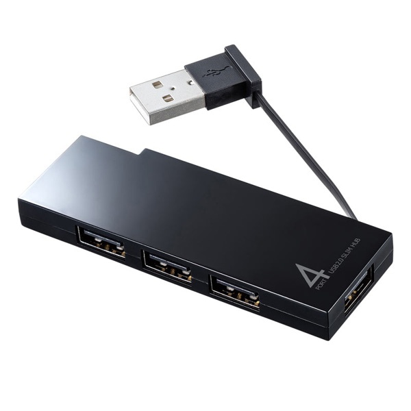 サンワサプライ USB2.0ハブ 4ポート ブラック USB-2H416BK 1個（ご注文単位1個）【直送品】