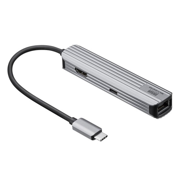 サンワサプライ USB Type-C マルチ変換アダプタ HDMIポート+LANポート付き USB-3TCHLP7S 1個(ご注文単位1個)【直送品】