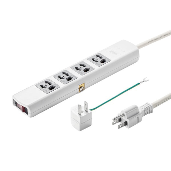 サンワサプライ 電源タップ 3P 4個口 3m ホワイト TAP-34MG-3 1個(ご注文単位1個)【直送品】