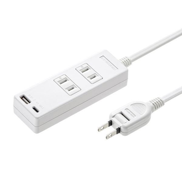 サンワサプライ USB充電機能付きタップ Type-C搭載 2P 2個口 2m TAP-B101UC-2W 1個（ご注文単位1個）【直送品】