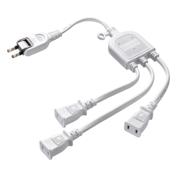サンワサプライ ACアダプタ専用電源延長コード 3分岐 2P 3個口 ホワイト TAP-EX3WN 1個（ご注文単位1個）【直送品】
