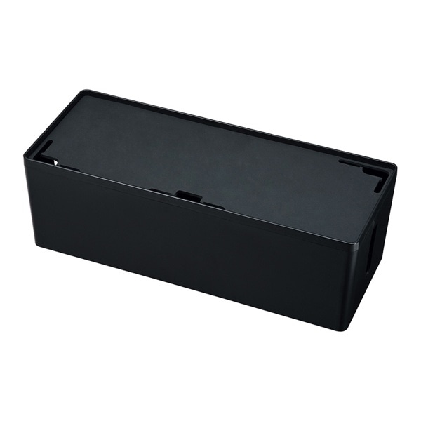 サンワサプライ ケーブル&タップ収納ボックス Lサイズ ブラック CB-BOXP3BKN2 1個（ご注文単位1個）【直送品】