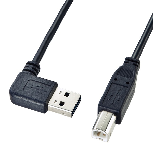 サンワサプライ 両面挿せるL型USBケーブル A-B 標準 1m KU-RL1 1個（ご注文単位1個）【直送品】