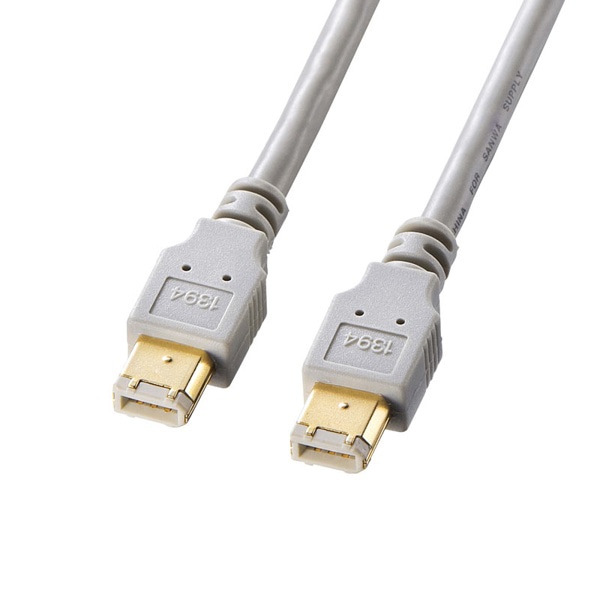 サンワサプライ IEEE1394ケーブル 6pin-6pin 2m ライトグレー KE-1394-2K 1個(ご注文単位1個)【直送品】