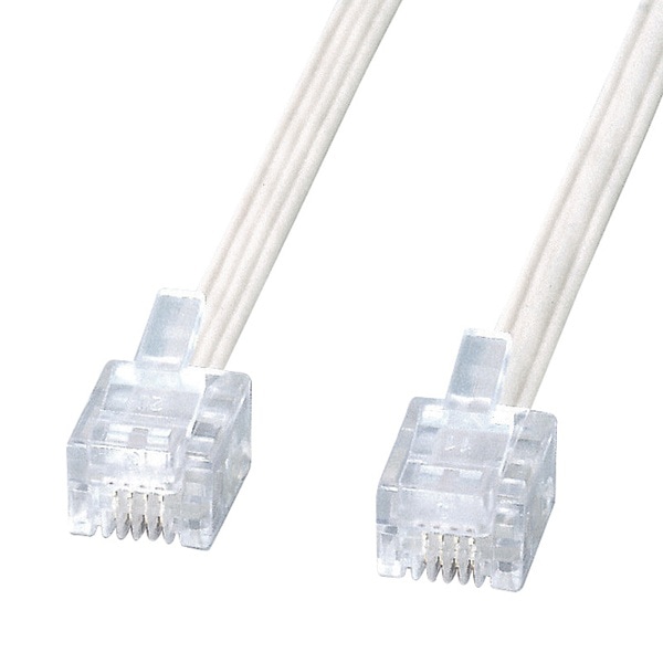 サンワサプライ エコロジー電話ケーブル 厚さ1.1mm 10m ホワイト TEL-E4-10N2 1個（ご注文単位1個）【直送品】