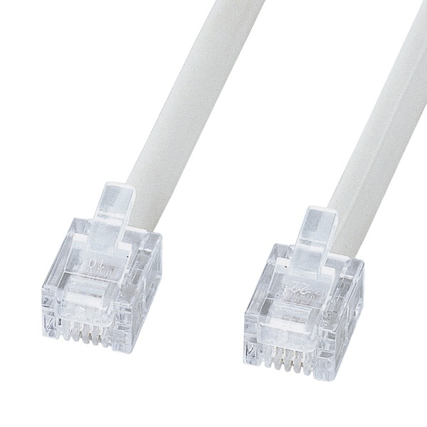 サンワサプライ エコロジー電話ケーブル 厚さ2.55mm 15m ホワイト TEL-EN-15N2 1個（ご注文単位1個）【直送品】