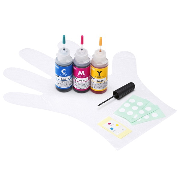 サンワサプライ 詰め替えインク キャノンBC-311用 3色カラー INK-C311S30S 1個（ご注文単位1個）【直送品】