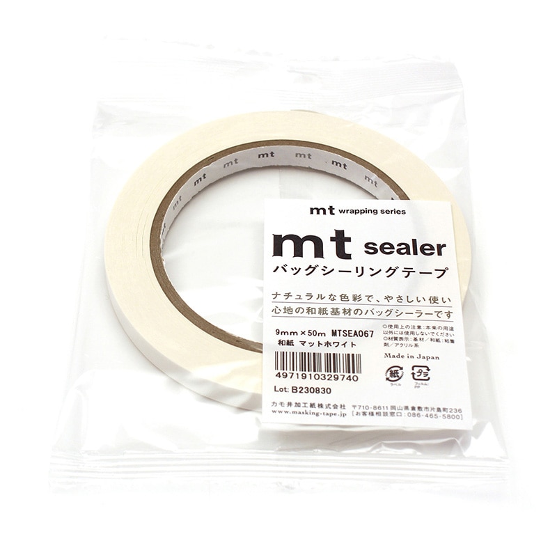 カモ井加工紙 バッグシーラーテープ　mt　sealer 和紙　マットホワイト MTSEA067 1巻（ご注文単位1巻）【直送品】