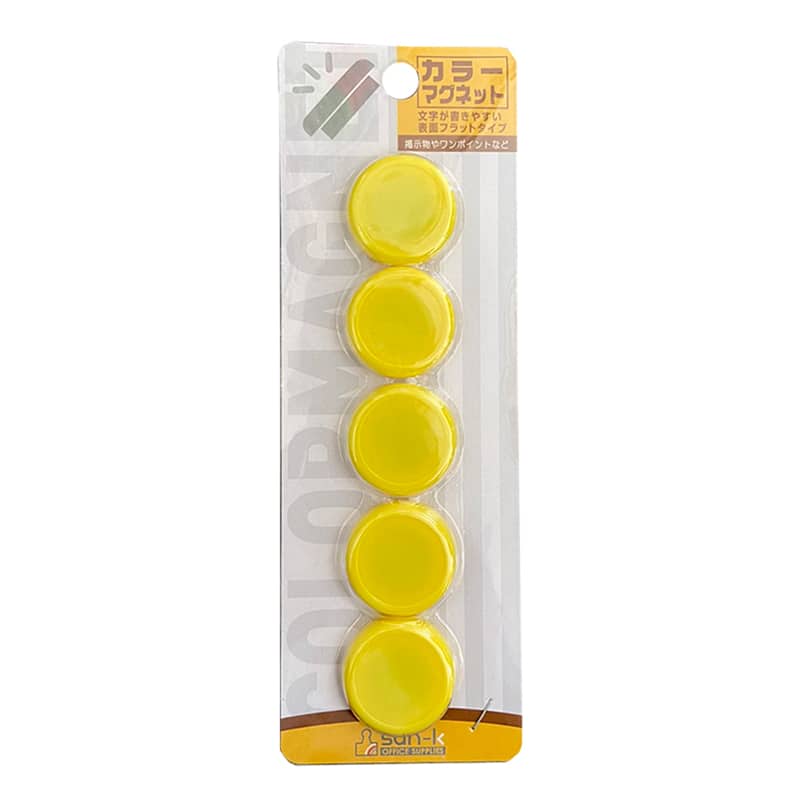 サンケーキコム カラーマグネットSP φ30mm 黄 5個パック CMRS-30-YL 1パック（ご注文単位10パック）【直送品】