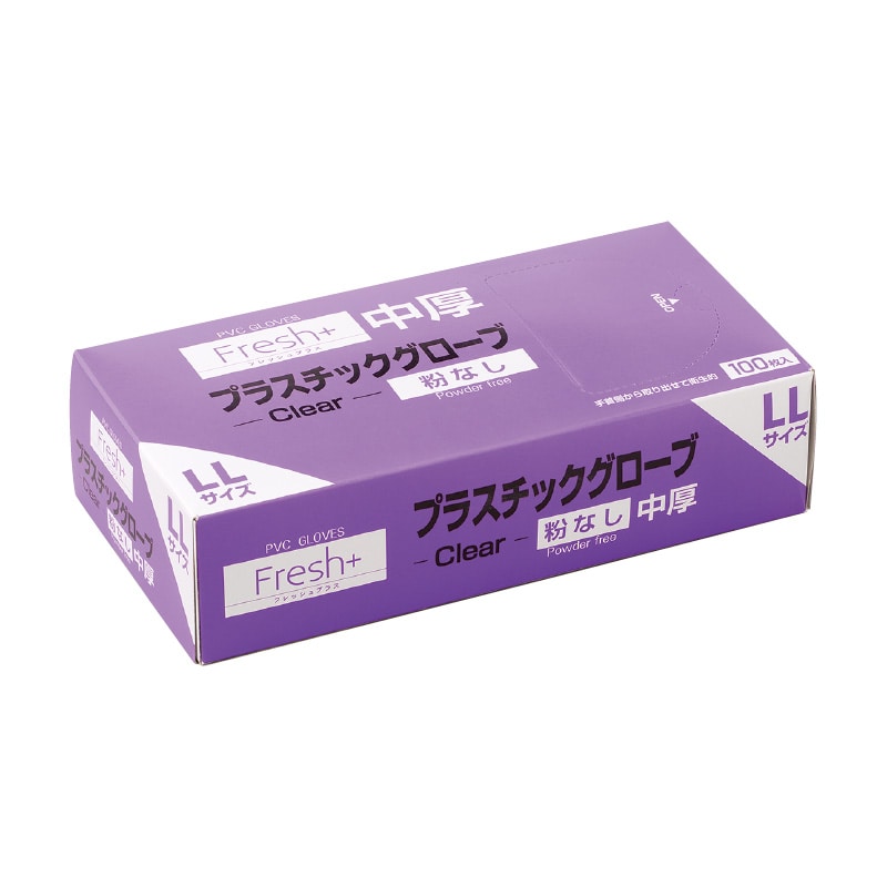 大黒工業 Fresh+中厚 LL プラスチックグローブ Fresh+中厚 粉無 LL 100枚/袋（ご注文単位1袋)【直送品】