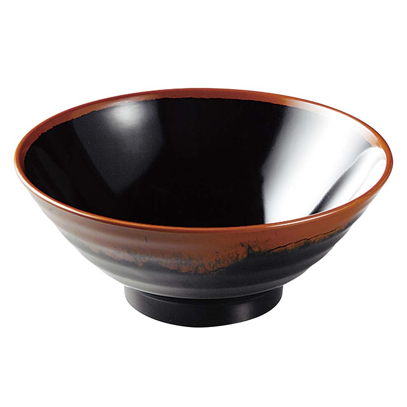 メラミン和食器 長次郎窯 そば丼 AN-65 大 B内黒 1個(ご注文単位1個)【直送品】