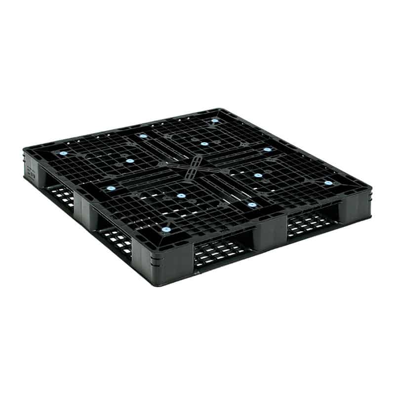 サンコー プラスチックパレット 片面 D4-1111-7 再生 ブラック 1枚（ご注文単位2枚）【直送品】