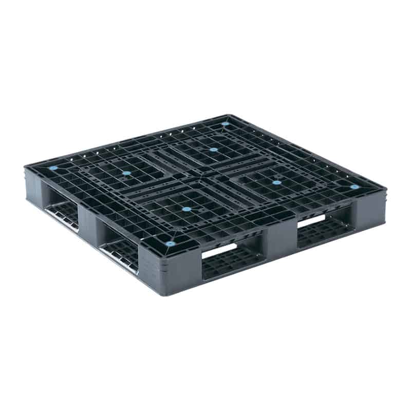 サンコー プラスチックパレット 片面 D4-1111-6N 再生 ブラック 1枚（ご注文単位2枚）【直送品】