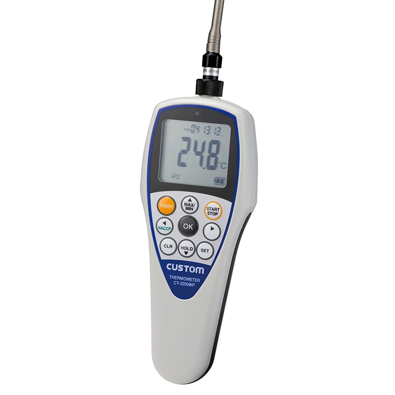 カスタム　防水デジタル温度計　CT-3200WP （標準センサーTS-02WP付）  1個（ご注文単位1個）【直送品】