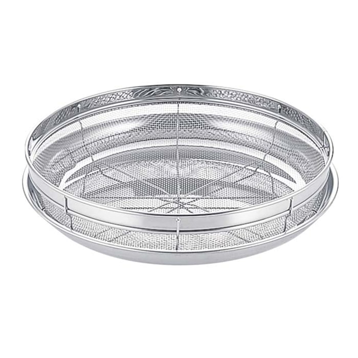 金伊工業 18-8 浅ザル&トレーセット ネット入 25cm 1個(ご注文単位1個)【直送品】