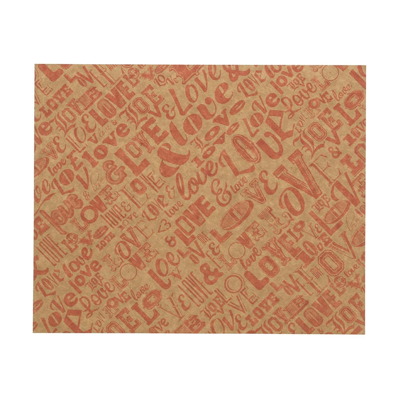 アオトプラス ラミクレープ包装紙 クラフト 四角 S LOVE 200枚/袋