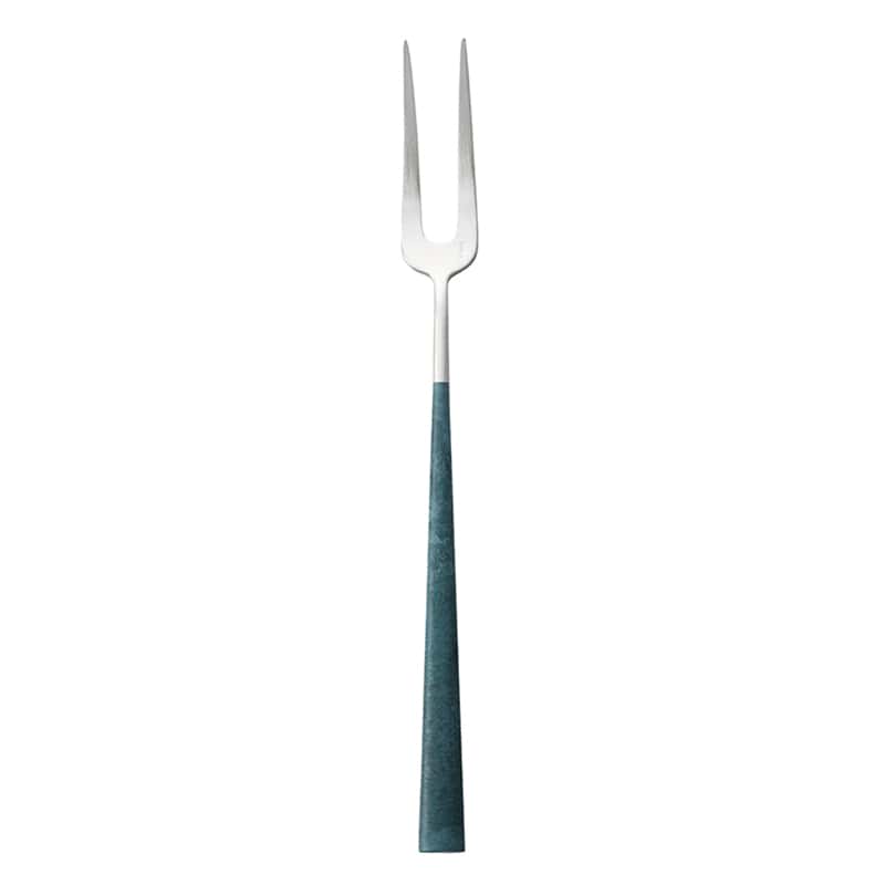 ミヤザキ食器 ベロ イノックス ポーラ マーブル ミートカービングフォーク マット／フォレストグリーン BI1409MF 1個（ご注文単位12個）【直送品】